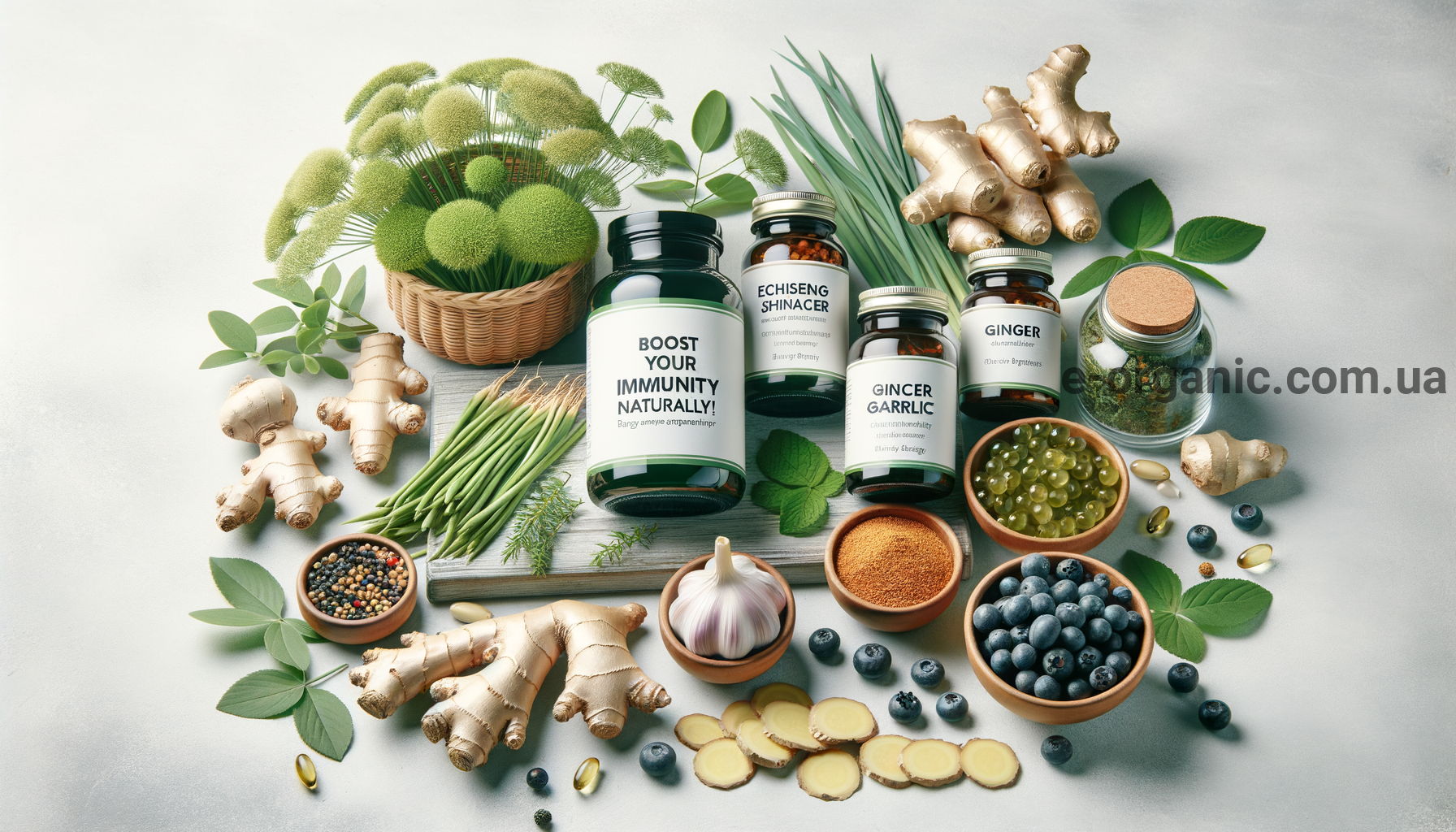 Illustration for section: Натуральні екстракти, такі як женьшень та ехінацея. Як  - імунні підсилювачі енергії