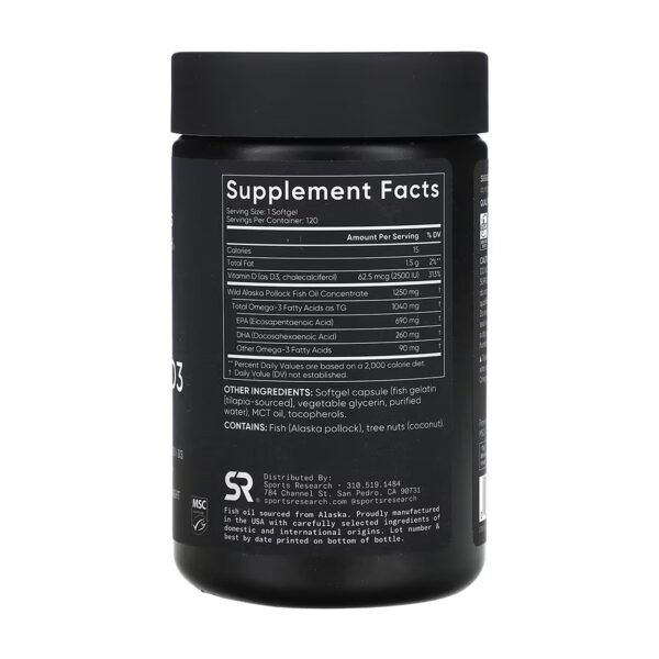 omega 3 fish oil alask omega 1250mg d3 2500iu 120 softgels 23042771161096 2d39672fd8