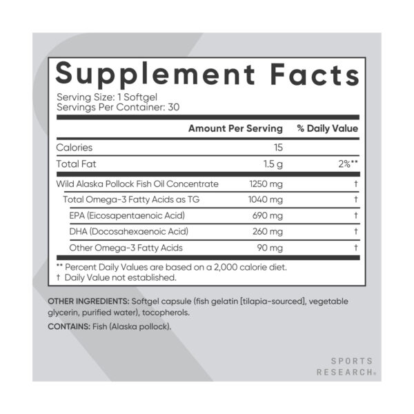 omega 3 fish oil alaska pollock 1250mg 30 softgels 66080828622182 ea21af4849