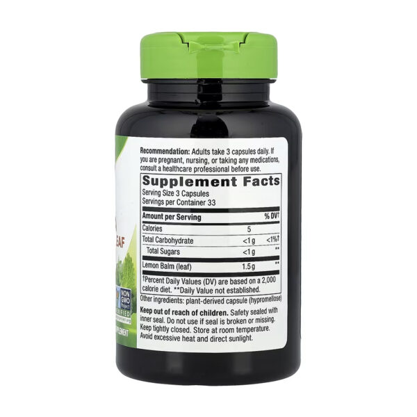melissa lemon balm leaf 100 vcaps 26836881324576 2395300c22