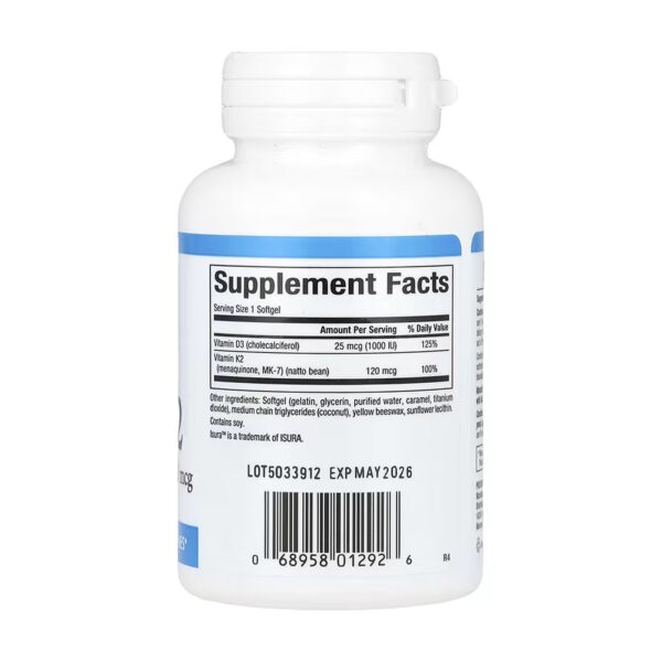 vitamin d3 k2 25 mcg 1000 iu 120 mcg 120 softgels 73780165985414 eeab27be88