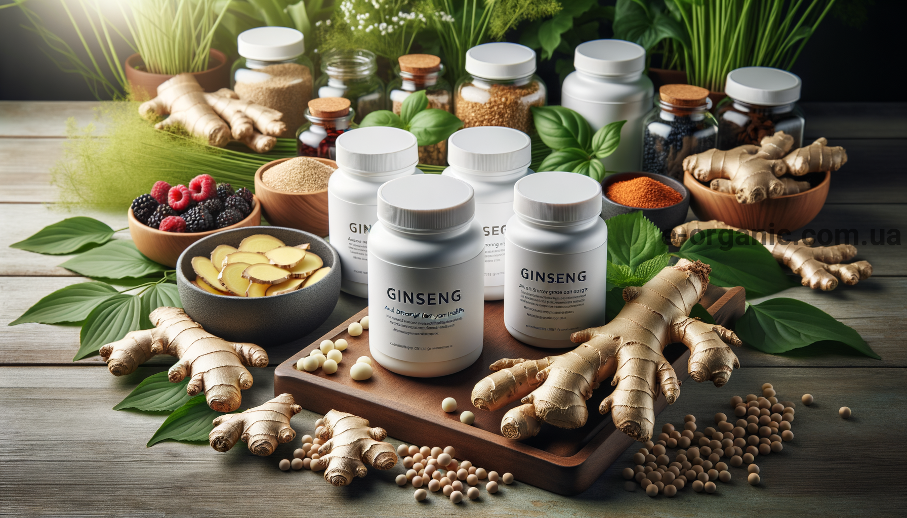 Illustration for section: Женьшень Женьшень (Panax ginseng) – це ще один популярний ада - адаптогени для стресу