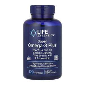 Super Omega-3 Plus EPA/DHA Fish Oil, Sesame Lignans, Olive Extract, Krill & Astaxanthin - 120 softgels
